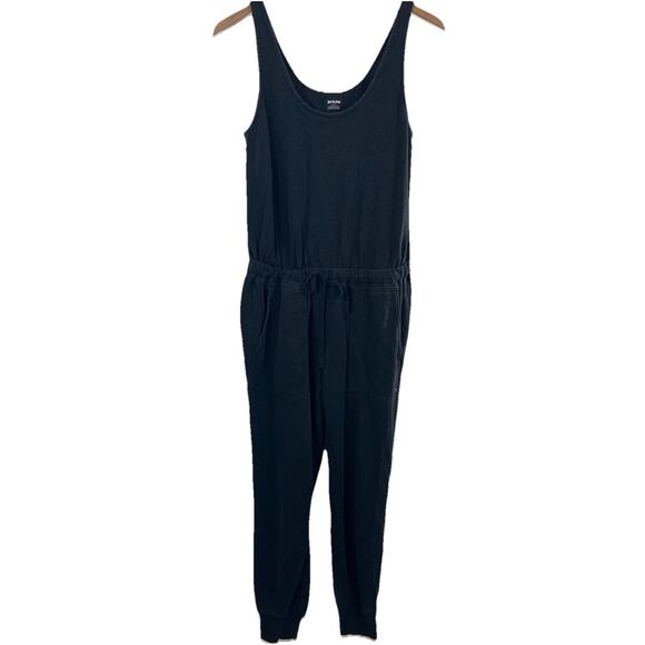 Prana Cozy Up Hemp Blend Sleeveless Jogger Jumpsuit M Medium Charcoal Gray Black - Picture 2 of 6